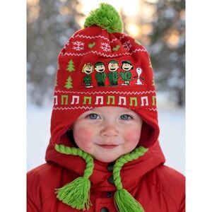 Peanuts Charlie Brown Gang Carolers Beanie Hat Pom Pom Winter NWT